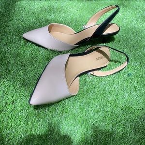 Pink and black express heels